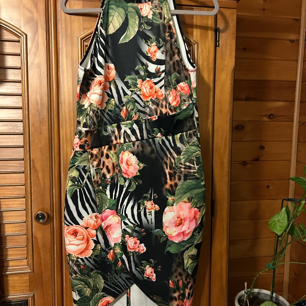 VENUS Floral and Animal Print Midi Dress